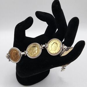 Italian Silver Sterling Authentic Lire Coin Bracelet NWOT